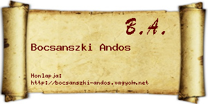 Bocsanszki Andos névjegykártya